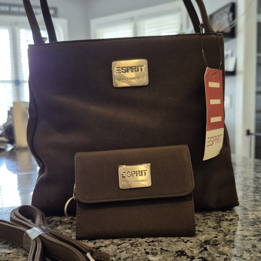 Esprit Brown Shoulder Bag and Wallet Set NWT